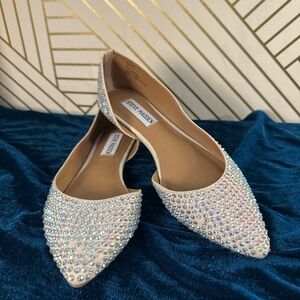 Steve Madden Sparkling Rhinestone Flats - Cream